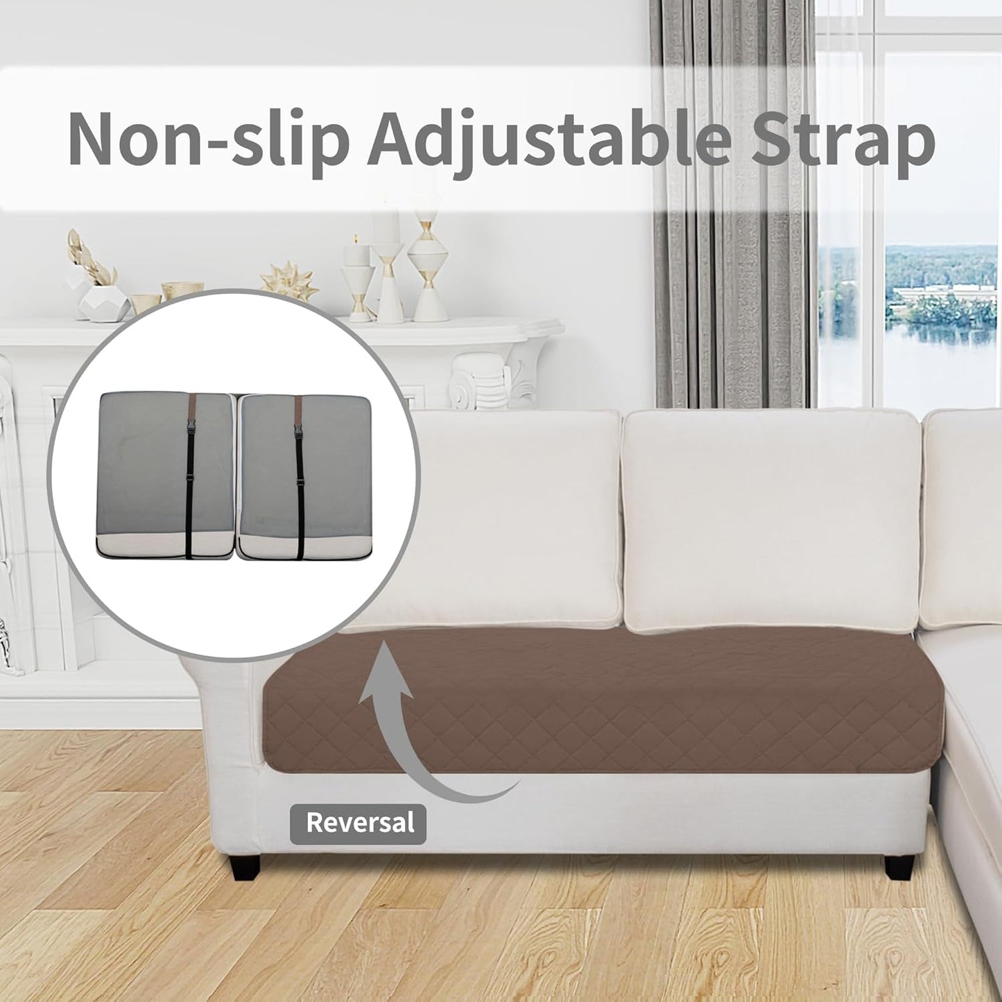 Easy-Going Sectional Couch Covers for Dogs L Shape Sofa Cover Reversible Sofa Slipcover Chaise Lounge Cover Furniture Protector Cover for Pets Dog Cat (30 x 50 inches, Brown/Beige)