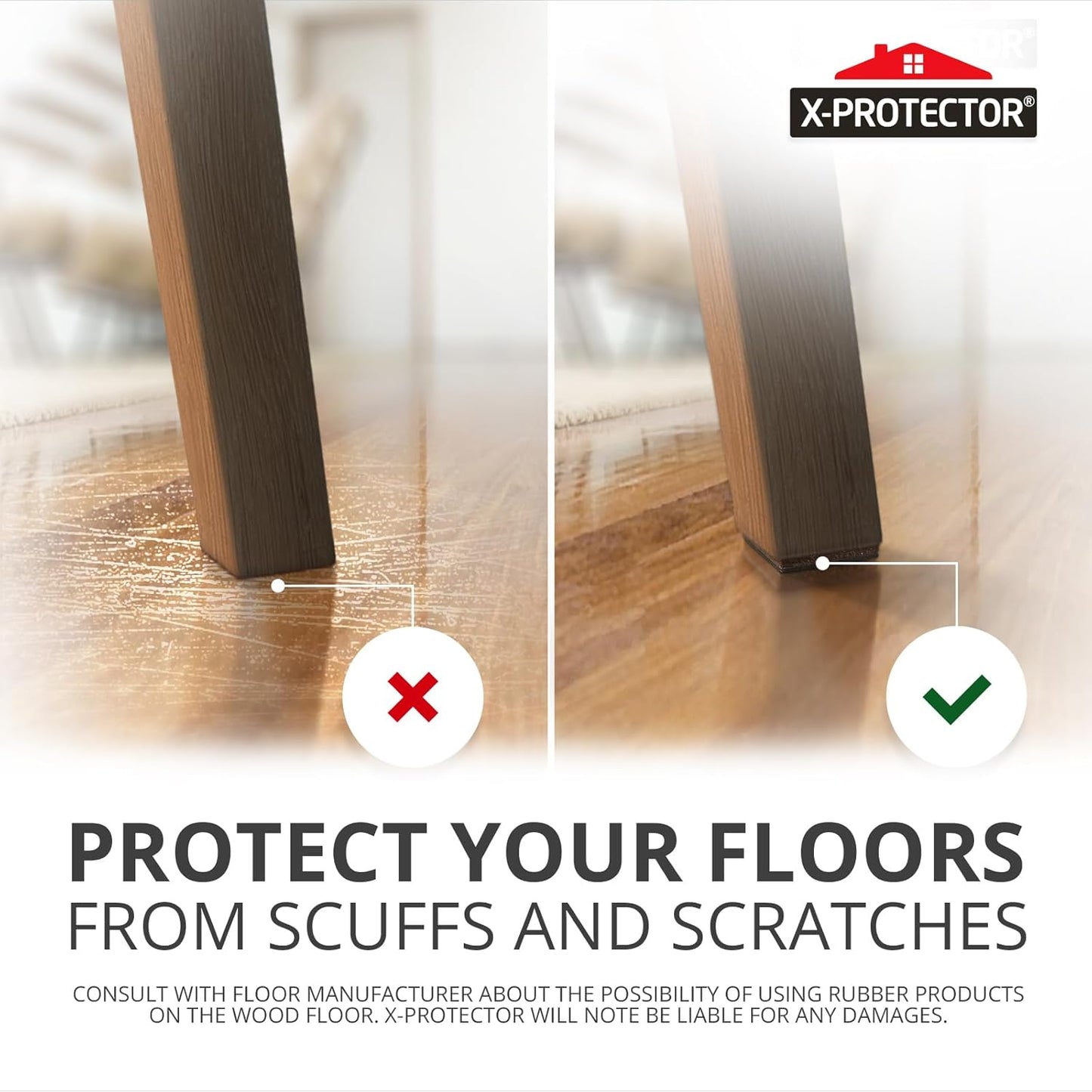 X-PROTECTOR Non Slip Furniture Pads – 24 pcs Premium Furniture Grippers 2"! Best SelfAdhesive Rubber Feet Furniture Feet – Ideal Non Skid Furniture Pad Floor Protectors – Keep Furniture in Place!