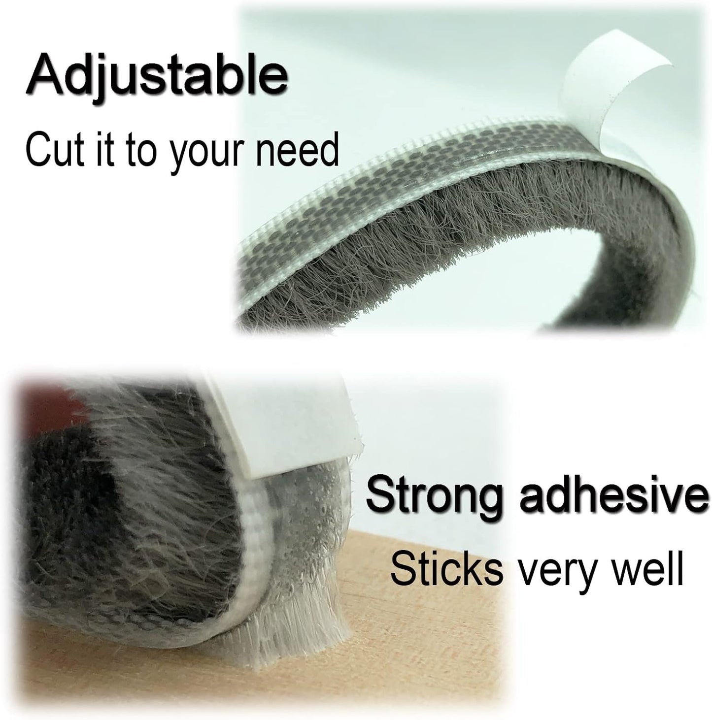 Weather Stripping Brush for Sliding Windows/Doors Frame Side,Pile Self Adhesive Weatherstrip Seal Strip Sealer Draft Stoppers (32ft x11/32 Backing x 9/16 Brush inch, Grey)