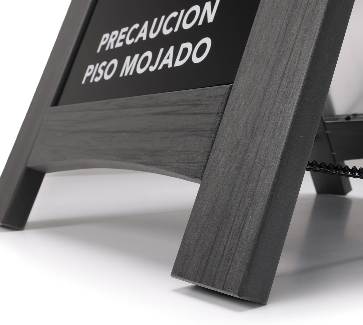 Premium Outdoor Composite Caution Wet Floor Sign – Bilingual w/Non-Skid Plastic Feet, Black Plate – For Hotels, Schools, Offices, Areas, Restrooms, Pool Decks - Grey (2 Pack)