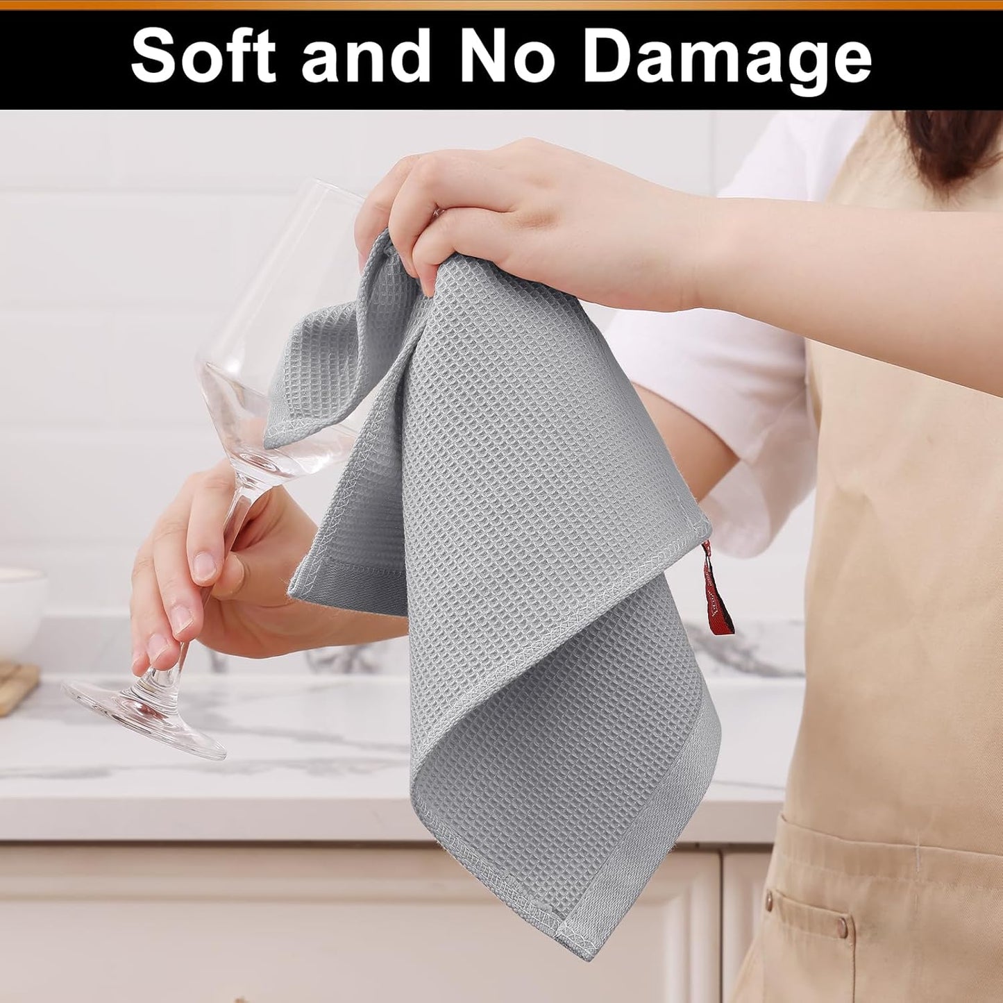 Homaxy 100% Cotton Waffle Weave Dish Cloths - 8 Pack Soft and Absorbent Dish Towels - 12 x 12 Inches Quick Dry Dish Rags - Light Grey