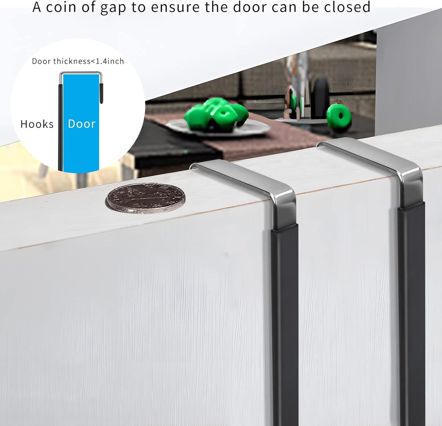 FYY Over The Door Hooks, 10 Pack Door Hangers Hooks with Rubber Prevent Scratches Heavy Duty Organizer Hooks for Living Room, Bathroom, Bedroom Hanging Clothes, Towels, Hats, Coats, Bags Black