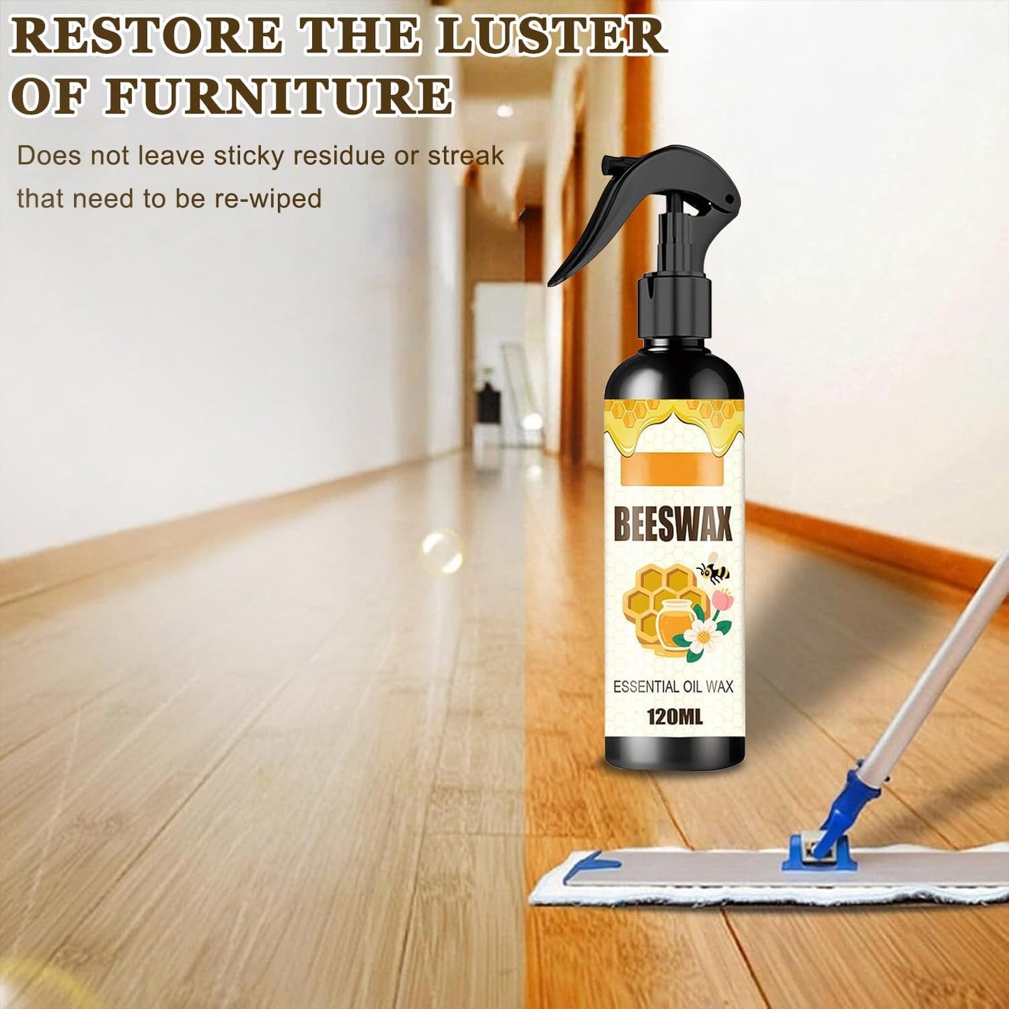 2PCS Beeswax Spray,Natural Furniture Polish,Beeswax Spray Cleaner, Wood Polishing for Furniture,Living Rooms,Kitchens,Tables, Cabinets