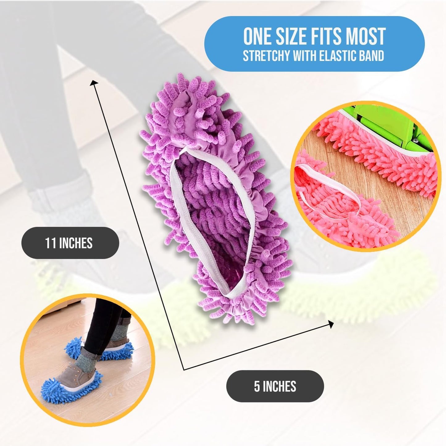 Winterlace Mop Slippers 60 Pcs (30 Pairs) Microfiber Chenille House Floor Dusting Cleaning Socks Shoe Cover Wholesale Bulk Pack