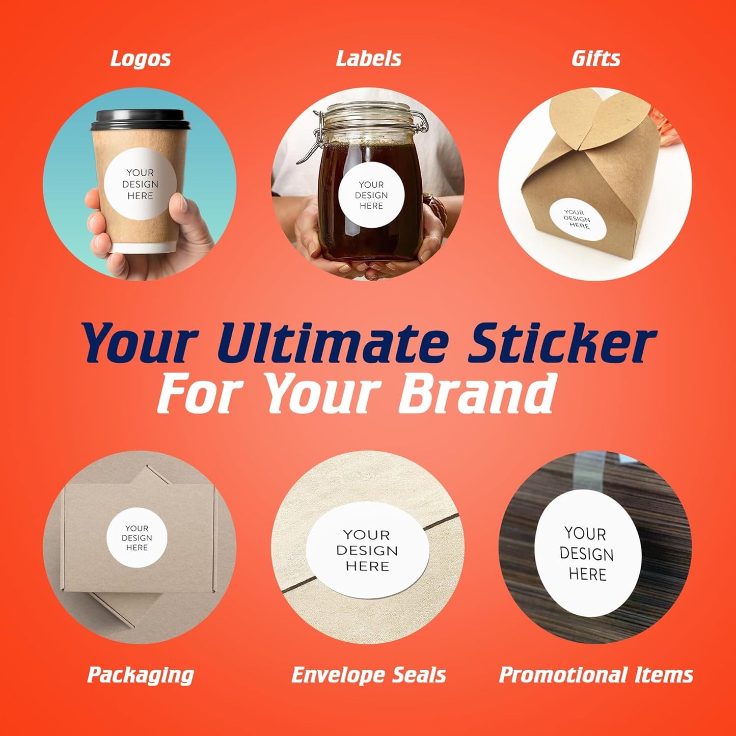 5-1000 Custom Vinyl Stickers - Upload Your own Image, Text, Design, Logo - Personalized Logo Labels for Handmade, Packaging, Bottle, Jars, Candle, Brand Stickers (White, 3x3)