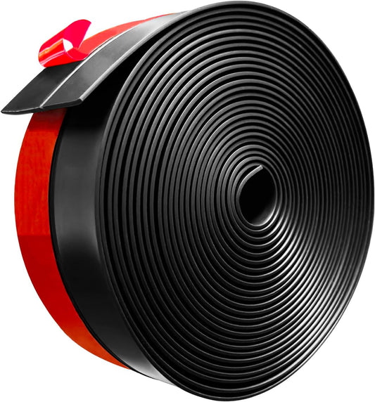 Silicone Weather Stripping, 2 inch (W) x 20 Ft (L) Door Draft Stopper Window Seal Strip for Gaps of Door & Windows, Garage Door Under Bottom, Sealing Tape Shower Doors Sweep, Black
