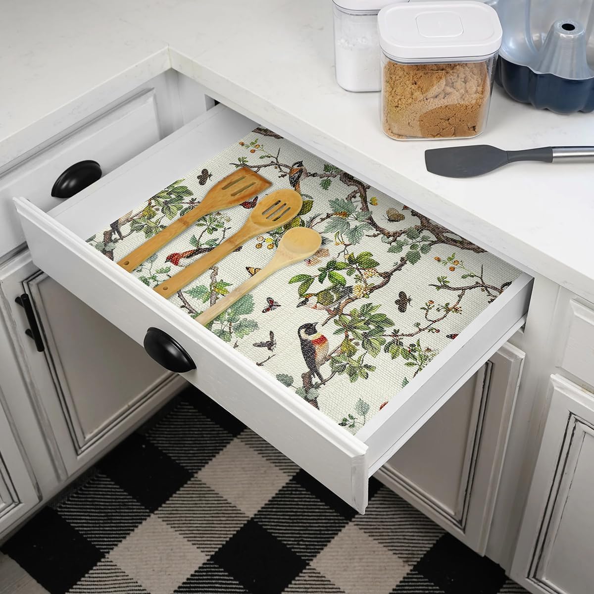 Shelf Liner for Kitchen Cabinets Non Adhesive Drawer Liner,Cabinet Liner for Shelves,Non Slip Kitchen Drawer Liners for Dresser,Waterproof Shelf Paper for Refrigerator,Cupboard,15.7In x 10FT