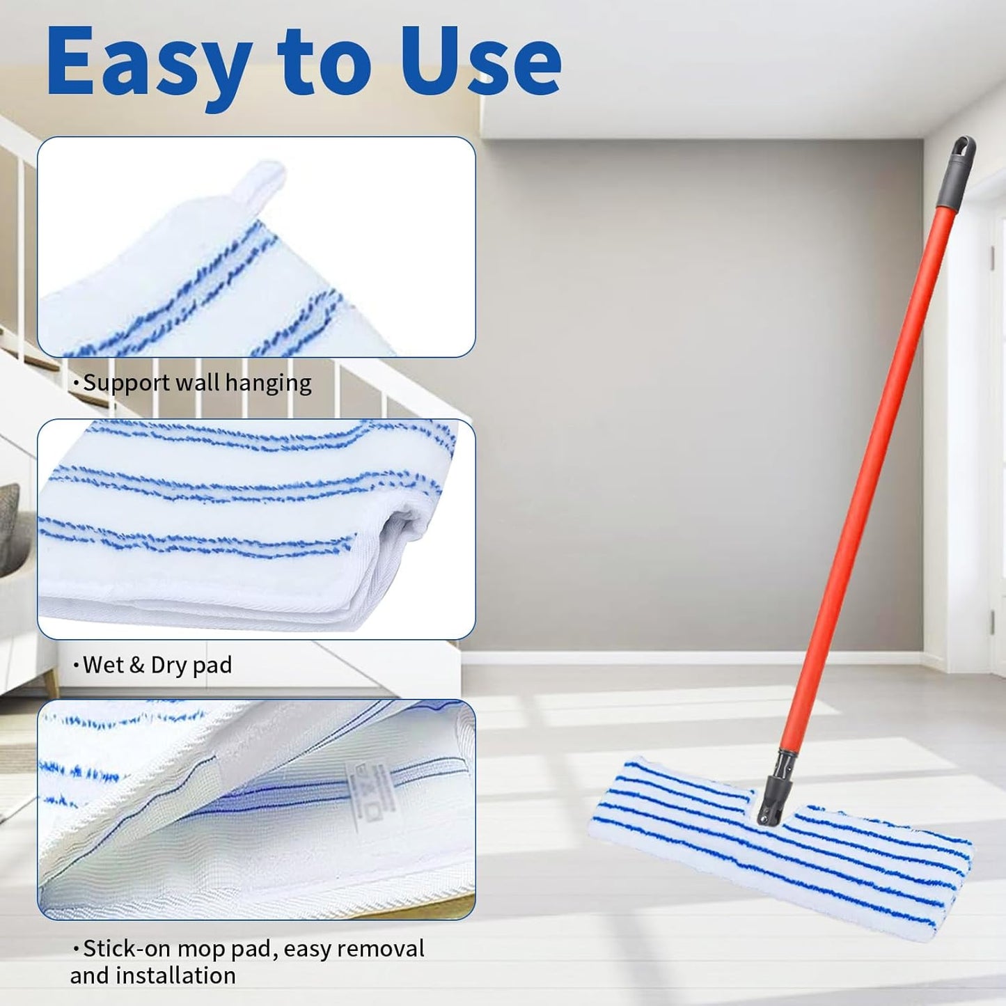 4 Pack Microfiber Mop Pads for O Cedar Mop Replace Head, Flip Mop Refills Compatible with O-Cedar Hardwood Floor 'N More, Reusable & Washable Mop Covers for Dry/Wet Use