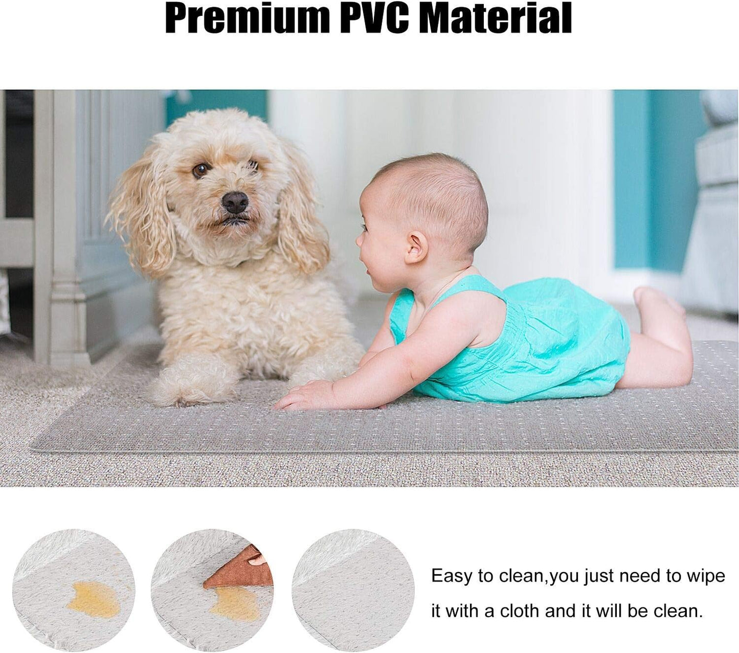 Kuyal Desk Chair Mat for Carpet, 51'' x 63'' Rectangle Transparent Mats for Chairs Good for Desks, Office and Home, Easy Glide, Protects Floors for Low and No Pile Carpeted Floors