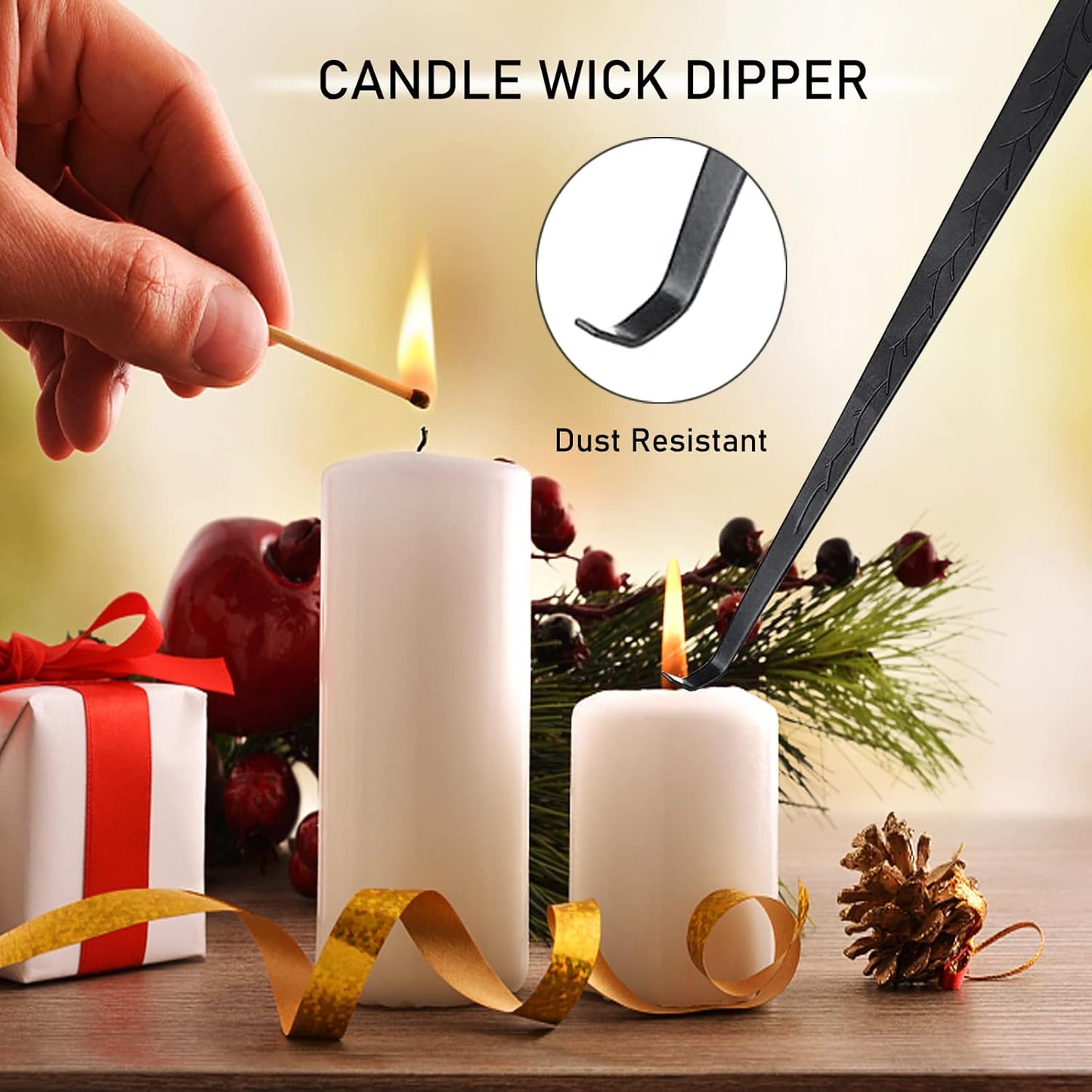 3 in 1 Candle Accessory Set, Candle Wick Trimmer Cutter, Candle Snuffer & Candle Wick Dipper for Candle Aromatherapy Lover Gift, Stainless Steel Candle Care Kit (Black)