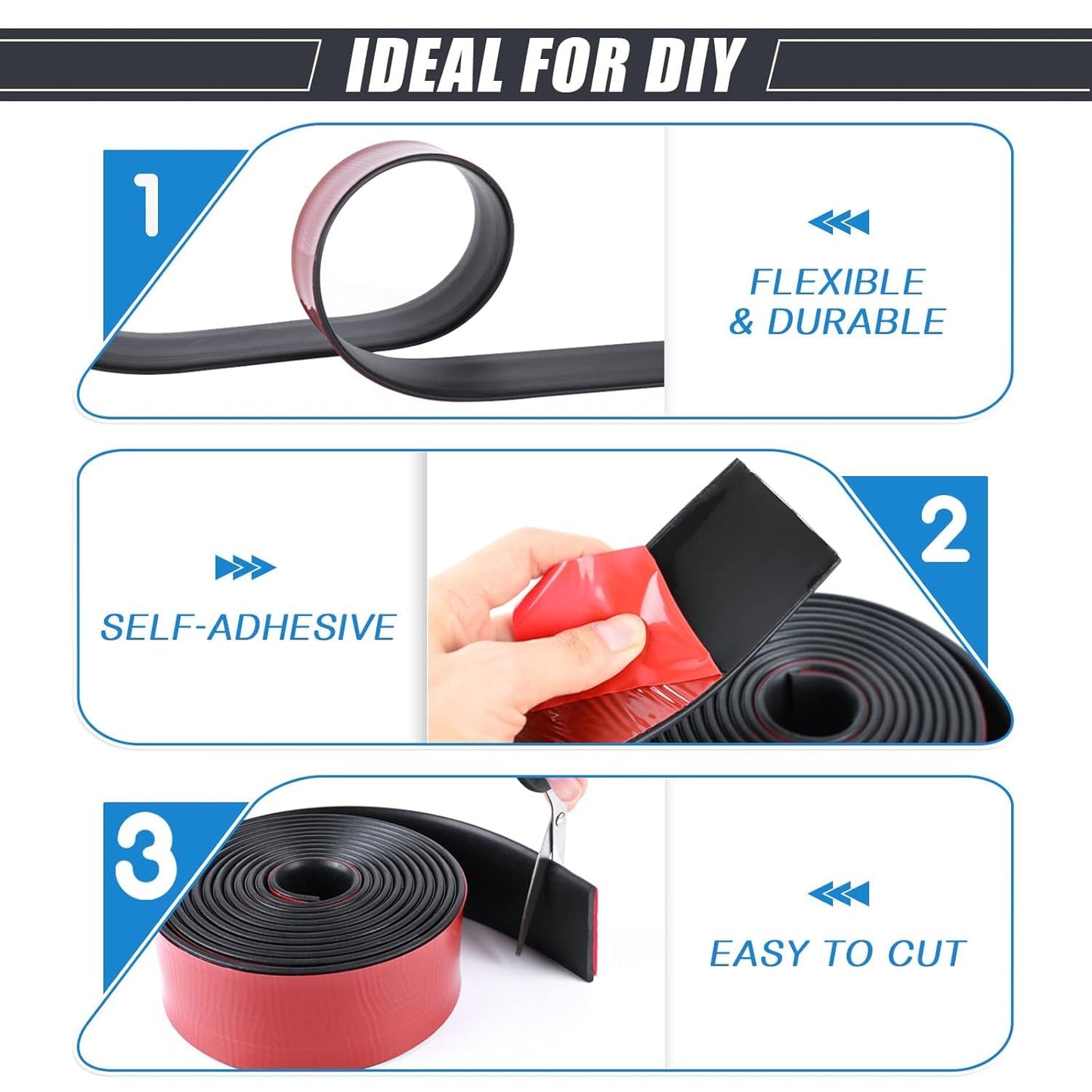 Adhesive Rubber Strips Neoprene Rubber Sheets, Rolls & Strips with Adhesive Backing Rubber Pads Self Stick Seal Rubber Gasket Adhesive Back for Matting Padding - 2" Wide x 1/5" Thick x 10' Long