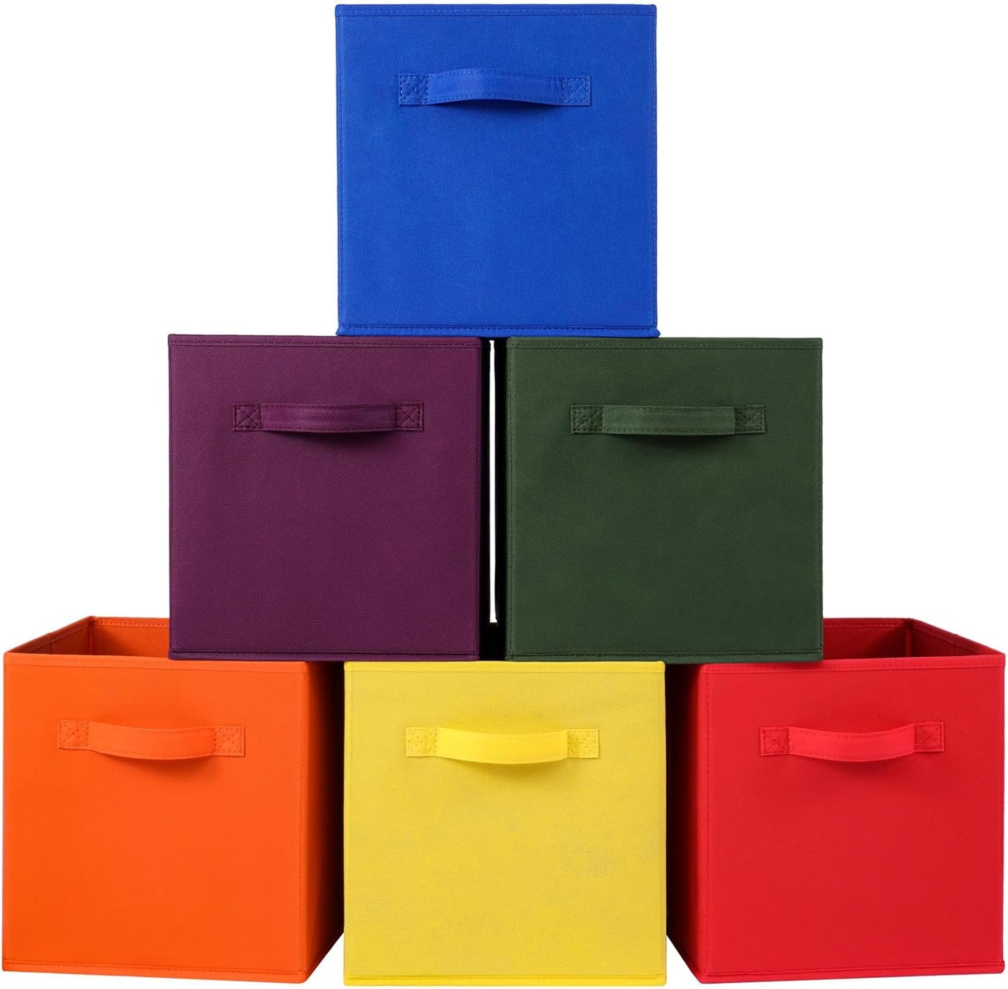 Stero Fabric Storage Bins 6 Pack Fun Colored Durable Storage Cubes with Handles Foldable Cube Baskets for Home, Kids Room, Closet and Toys Organization Multi Colors-2