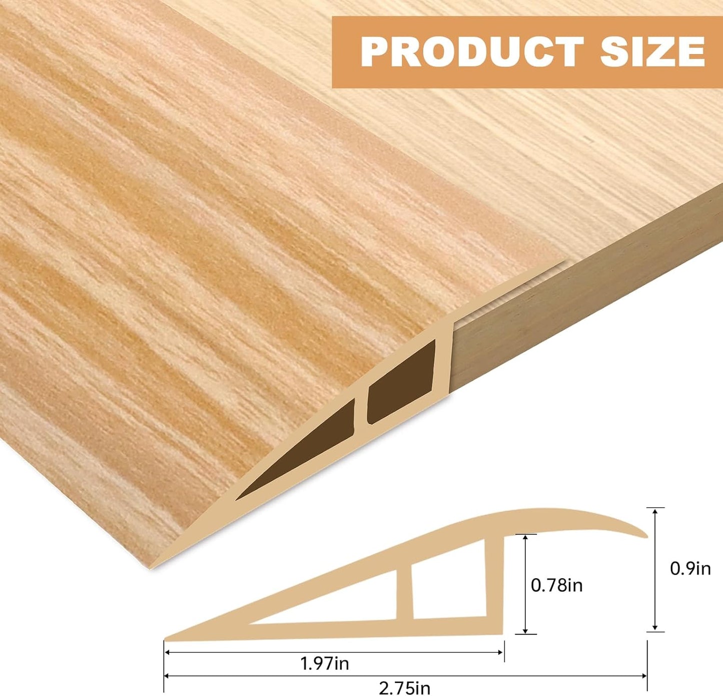 Vinyl Door Threshold Flooring Transition Strip Self Adhesive Carpet Edging Strip for Laminate Doorway Edge Threshold from 3/5" to 4/5" (Light Yellow Wood Grain, 3.3 Ft)