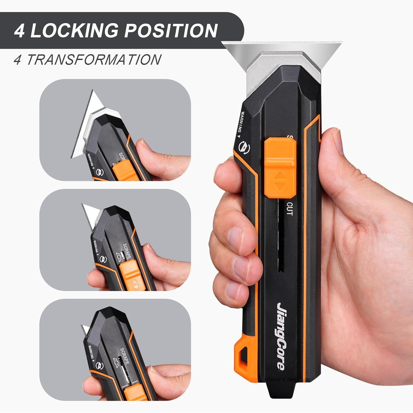 Utility Scraper Knife 3-in-1 - Pro Multi-Tool Design - Construction Camping Kitchen Use - Floor Glass Stovetop Cleaning w/10 Blades