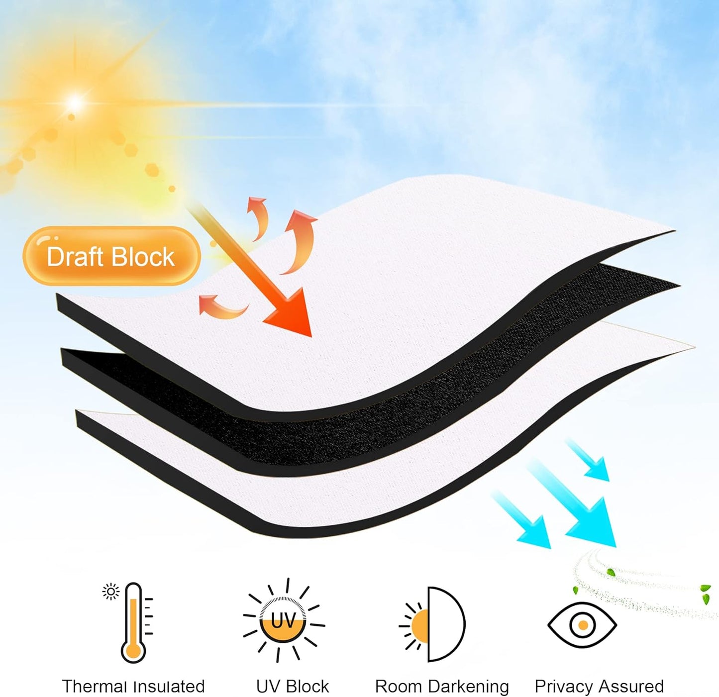 RYB HOME Room Darkening Curtains Window Shades, Privacy Bedroom Curtains Sunlight Block Drapes for Living Room/Studio Backdrop, W 42 x L 72 inch, Pure White, 1 Pair