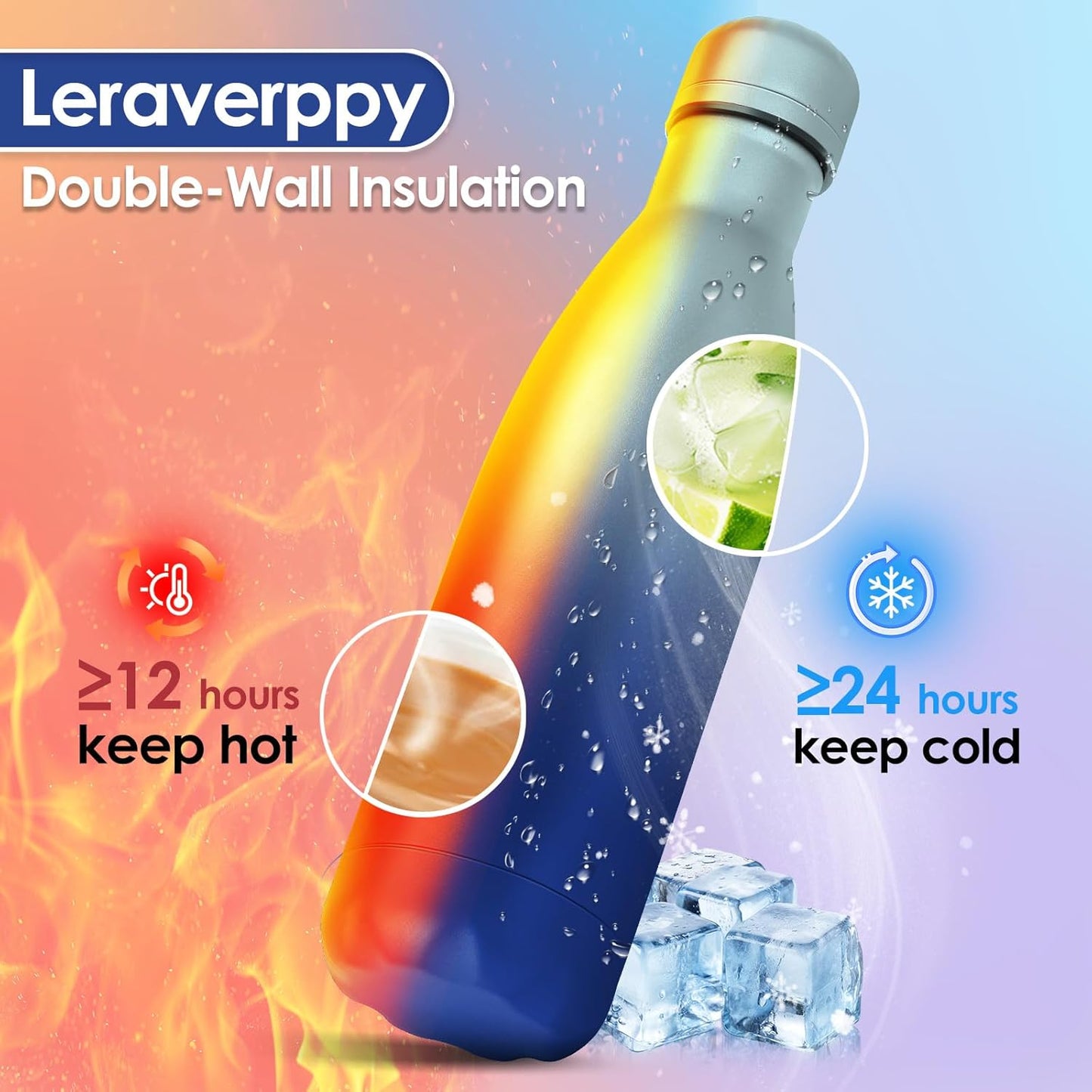 17oz Cola-Bottle Shaped Stainless Steel Leak-proof Water Bottle,Double Wall Vacuum Insulated Metal,Travel Mug For Sports Indoors & Outdoors,BPA-Free Kids Flasks,Green Blue(8 Pack)