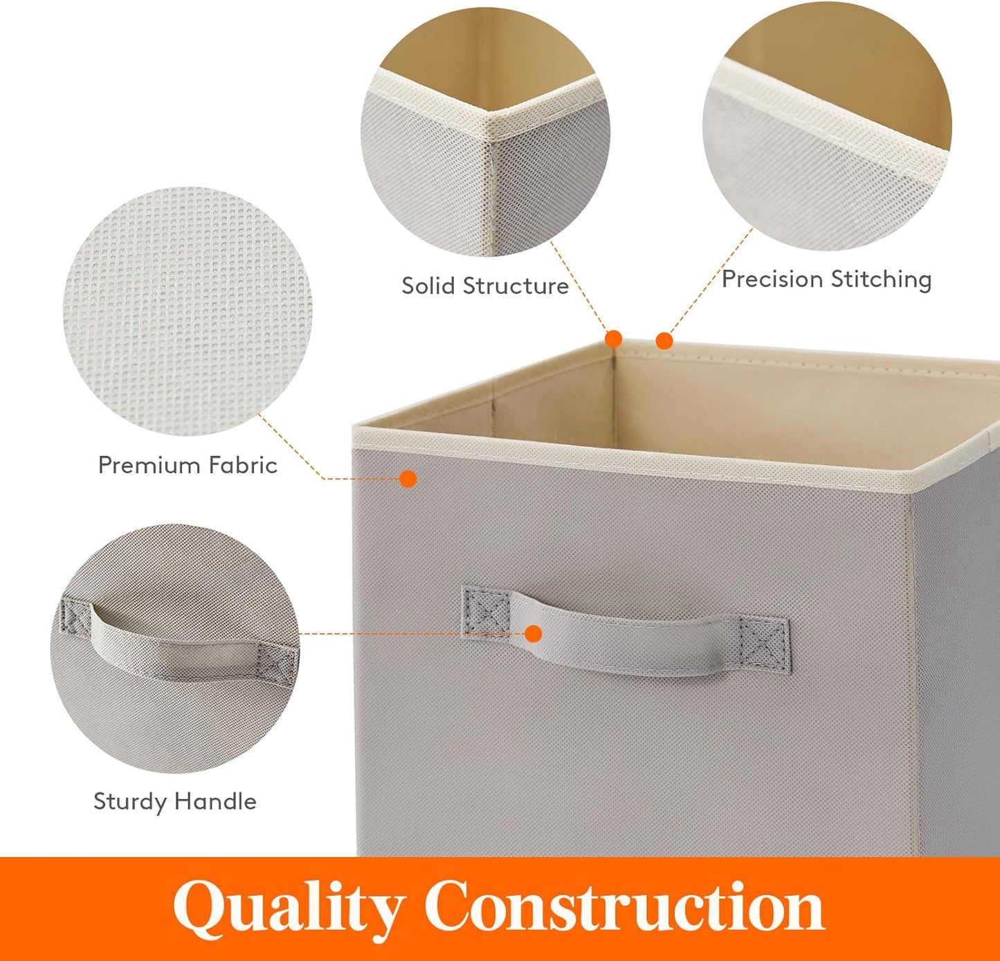 Lifewit 11 Inch Cube Storage Bins, 8 Packs Storage Cubes Foldable Decorative Fabric Storage Baskets for Organizing Home Organizers with Handles for Shelves, Closet, Light Gray