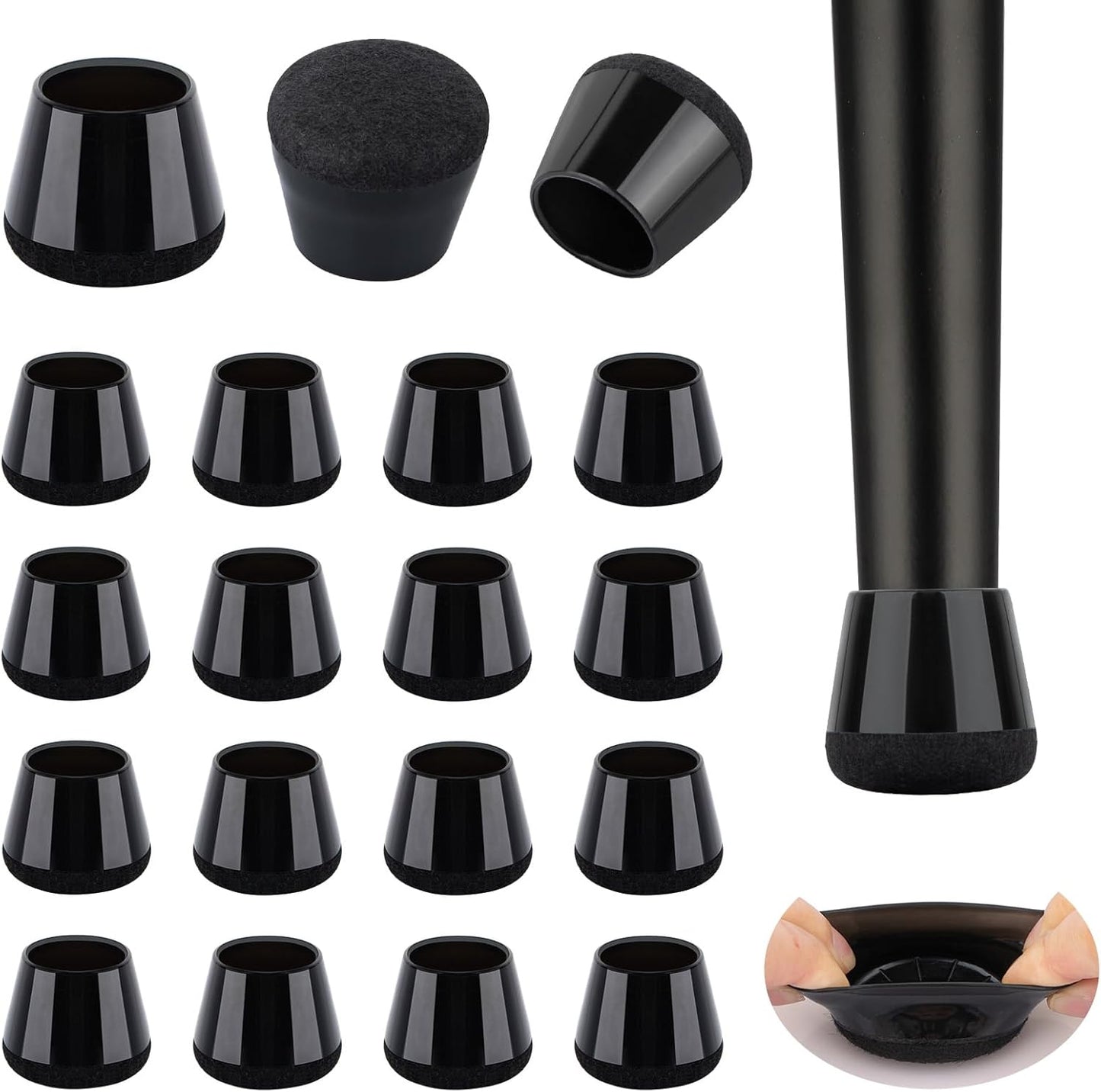 16 Pcs New Chair Leg Protectors for Hardwood Floors, Silicone Chair Leg Floor Protectors, Floor Protectors for Chairs, Chair Leg Caps Protect Wooden Floors from Scratching, Won't Tear
