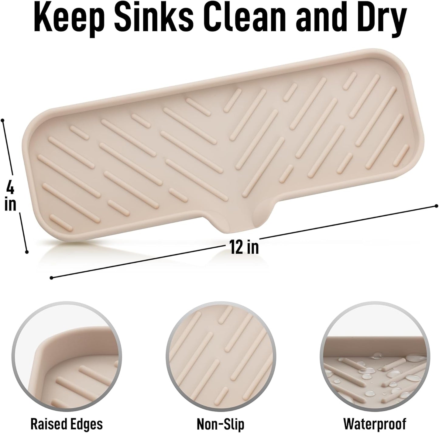 Zulay Large Silicone Sponge Holder (12x4) – Flexible Sink Organizer Tray for Kitchen & Bathroom – Multipurpose Soap Dish for Sponges, Makeup, Trinkets & More (Ivory)