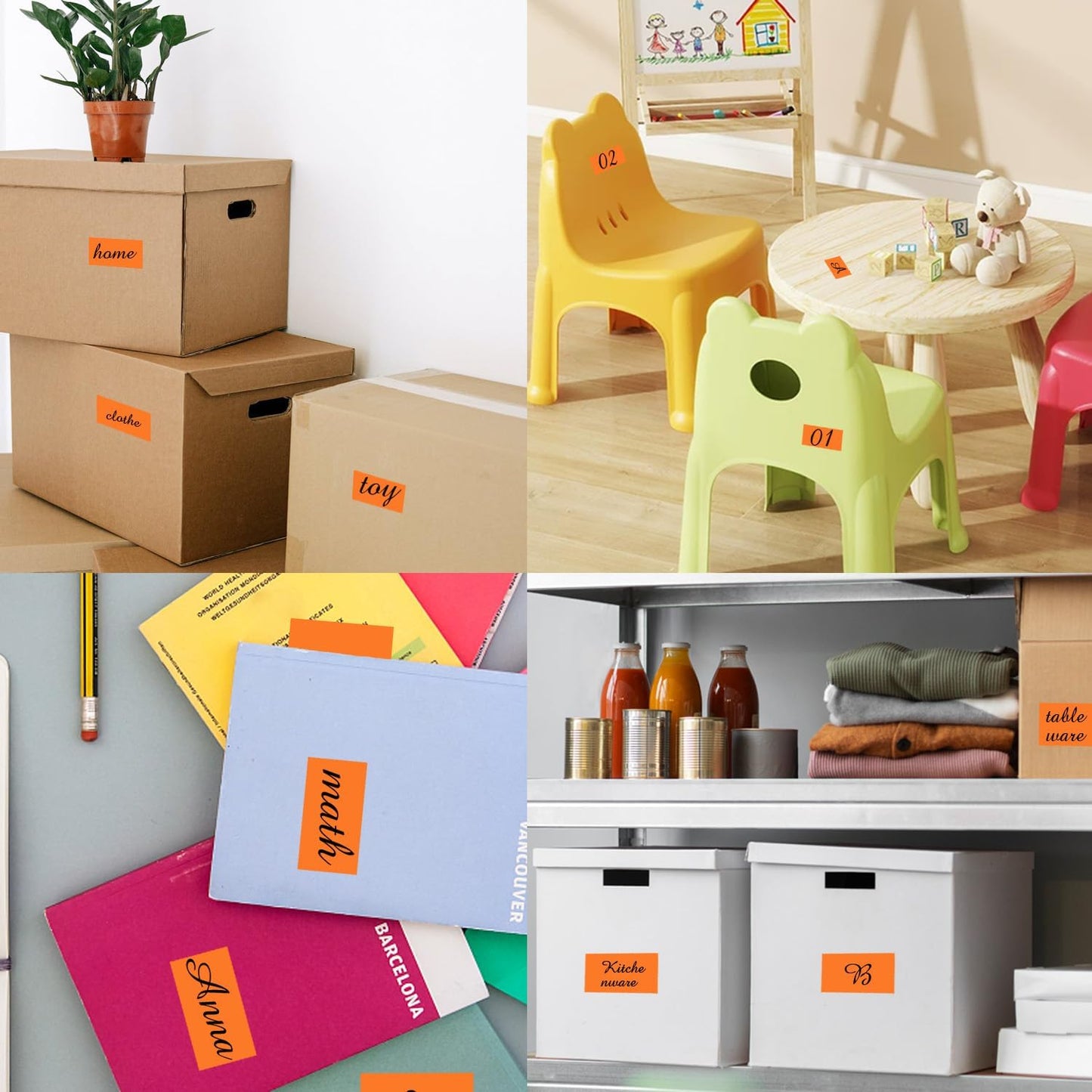 STARLIBOO Colored Labels Stickers 3 x 2 Inch, Removable Rectangle Moving Labels, 250Pcs Garage Sale Price Stickers, Adhesive Moving Labels for Boxes(Orange)