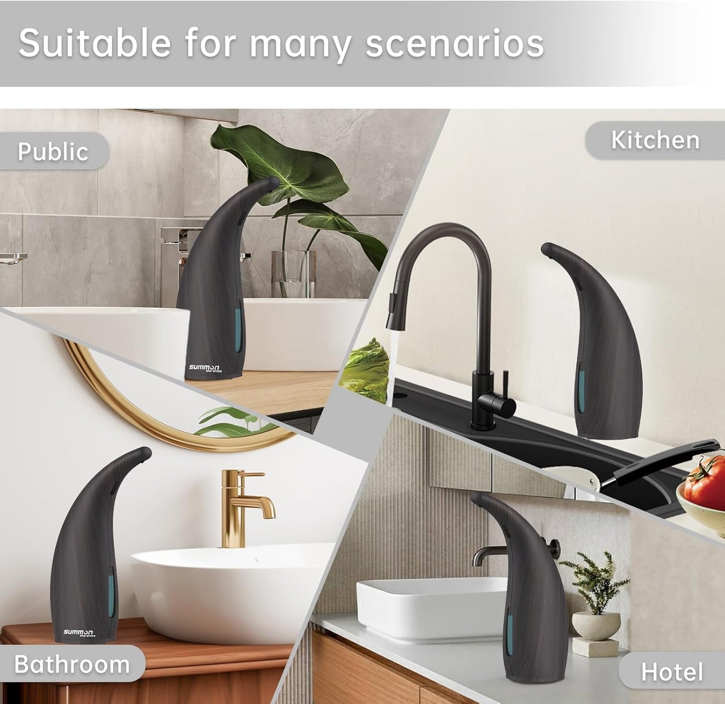 Automatic Soap Dispenser Touchless,400ML Hand & Dish Countertop Electric Liquid Dispenser with Sensor,Modern 4 Gear Adjustable Waterproof Battery Operated Kitchen Auto Soap Pump