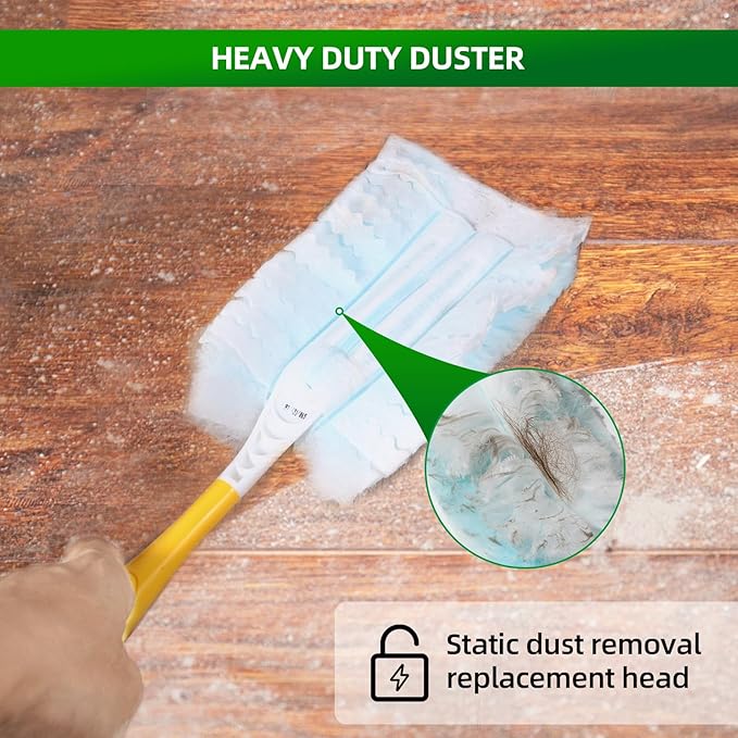 Duster Refills,Static Dust Removal Brush Disposable Dusting Head Compatible with Swiffer Duster Refills for Electronics, Furniture, Blinds, Ceiling Fans (Yellow, 30 PCS)