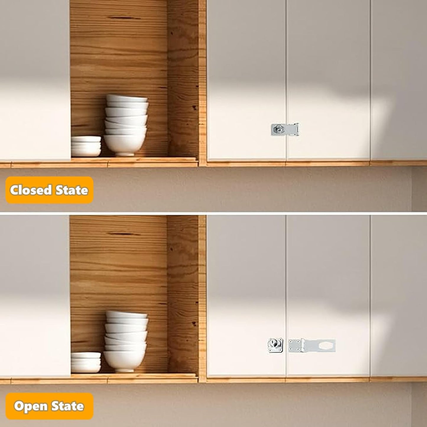 Alise Keyed Hasp Lock,3 Inch Safety Packlock Clasp Hasp Lock Latch with Lock,Door Hinge Lock with Keys Keyed Locking Hasp for Cabinets Closets Doors,Chrome