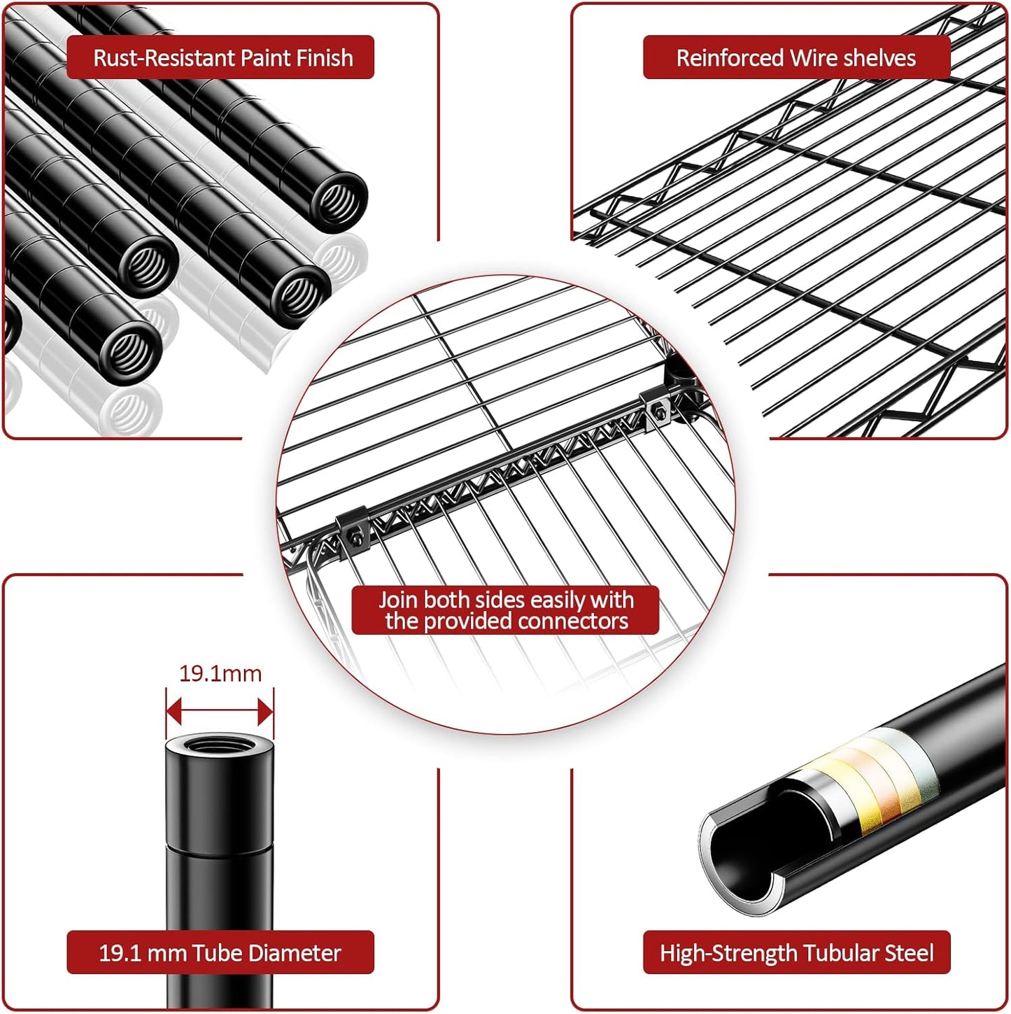 IZEUK 1433 LBS Garage Shelving Wide Storage Shelves Metal Shelves Heavy Duty Adjustable Utility Shelf Rack (Black, 15.7" D x 33.5" W x 70.5" H)
