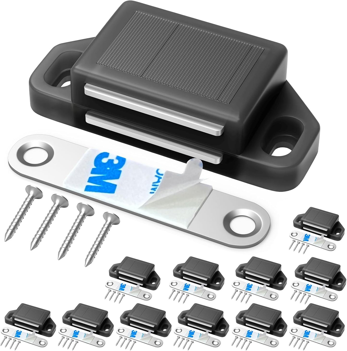Cabinet Magnetic Catch Door Latch 30LB for Kitchen Drawer Magnets to Stay Closed Magnetic Catch Closet for Drawer（Black 12 Pack）