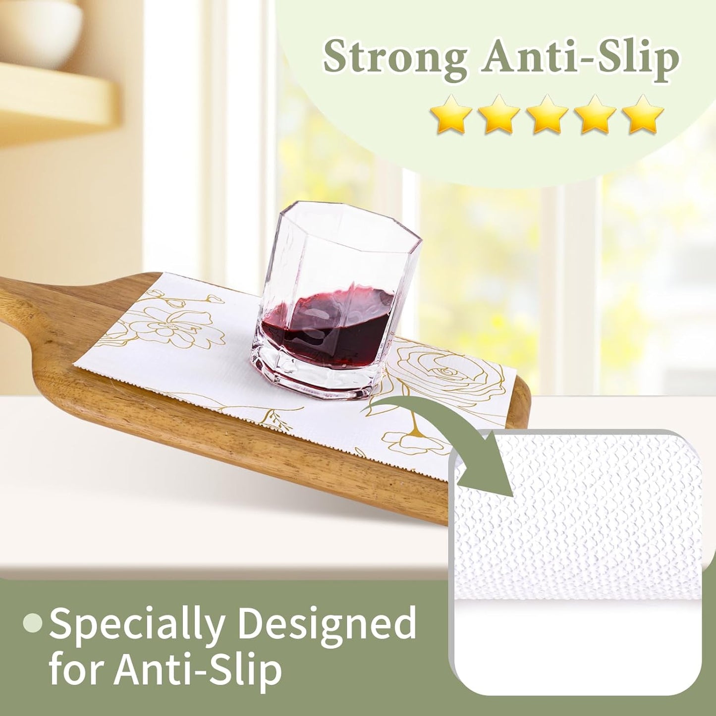 Shelf Liners for Kitchen Cabinets Non Adhesive Drawer Liner 23.6in x 30FT Gold Floral Thickened Shelf Liner Paper Strong Non-Slip Easy to Clean for Tool Box Refrigerator