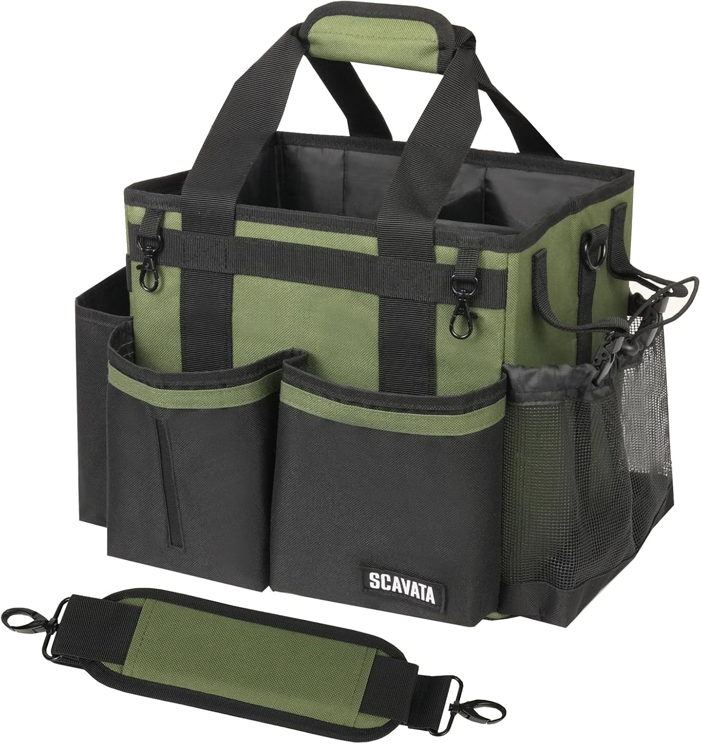 Compact Wearable Cleaning Caddy, Small Cleaning Caddy Supplies Organizer with Handle & Shoulder Straps for Housekeepers, Under Sink & Car Cleaning Tool Organizers Bag (Armygreen)