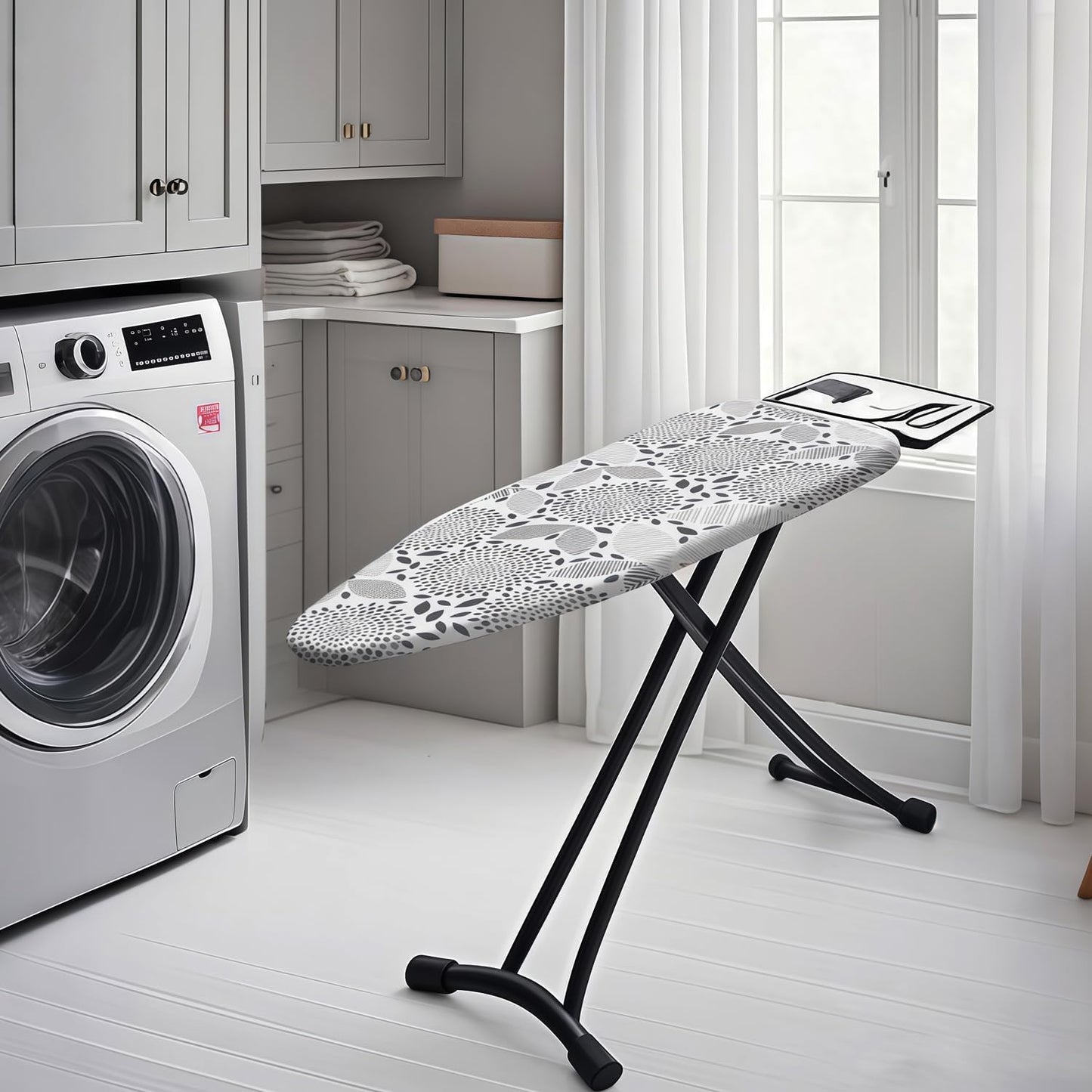 Ironing Board Cover with Two 5MM Thick Feltpads,15"x48"Heat Resistant Replacement Ironing Board Cover and Pad,Fits Standard Ironing Boards,Durability and Easy to Install