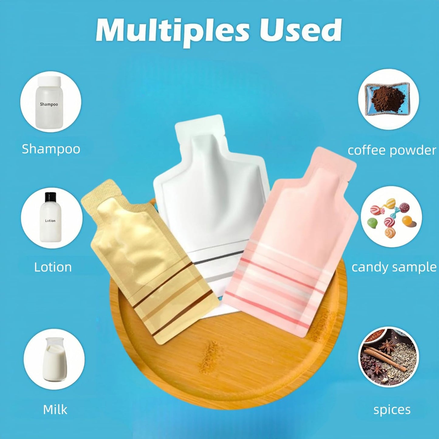 100 Pack 2.95x5.1 inch Heat Seal Sample Mylar Packets for Portable Travel Toiletries Empty Disposable Liquid Shampoo Pouch Single Serving Coffee Powder Condiments Food Storage (White)