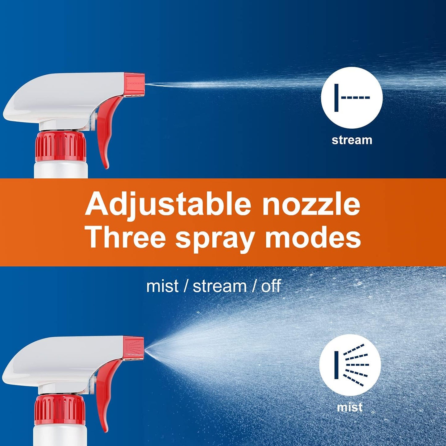 Veco Spray Bottle (2 Pack&2 extra Nozzle,16 Oz) with Measurements and Adjustable Nozzle, HDPE Plastic Spray Bottles for Cleaning Solution, Household/Commercial/Industrial Use, No Leak and Clog