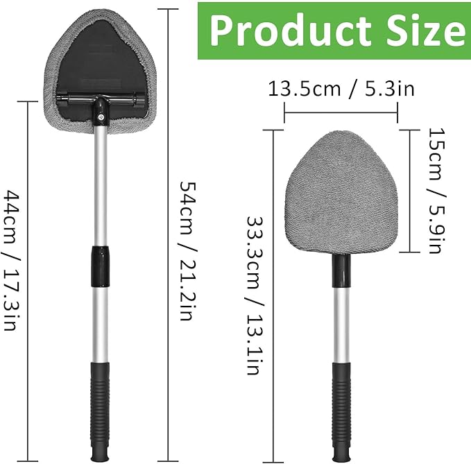 Beieverluck 3 Pieces Windshield Cleaning Tool Inside Car Window Cleaner Cleaning Tool with Extendable Handle, 9 Microfiber Pads and 3 Spray Bottles Car Auto Glass Wiper Kit