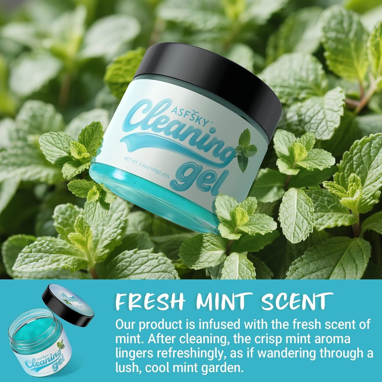 ASFSKY Car Cleaning Gel (Blue,Mint) Cleaning Putty Universal Dust Cleaning Car Interior Cleaner Keyboard Dust Remover Car Slime Gifts for Men Women Girl（1 Pack）