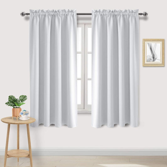 DWCN White Room Darkening Blackout Curtains - Thermal Insulated Privacy Energy Saving Window Curtain Drapes 52 x 63 inch Length, Set of 2 Bedroom Living Room Curtains