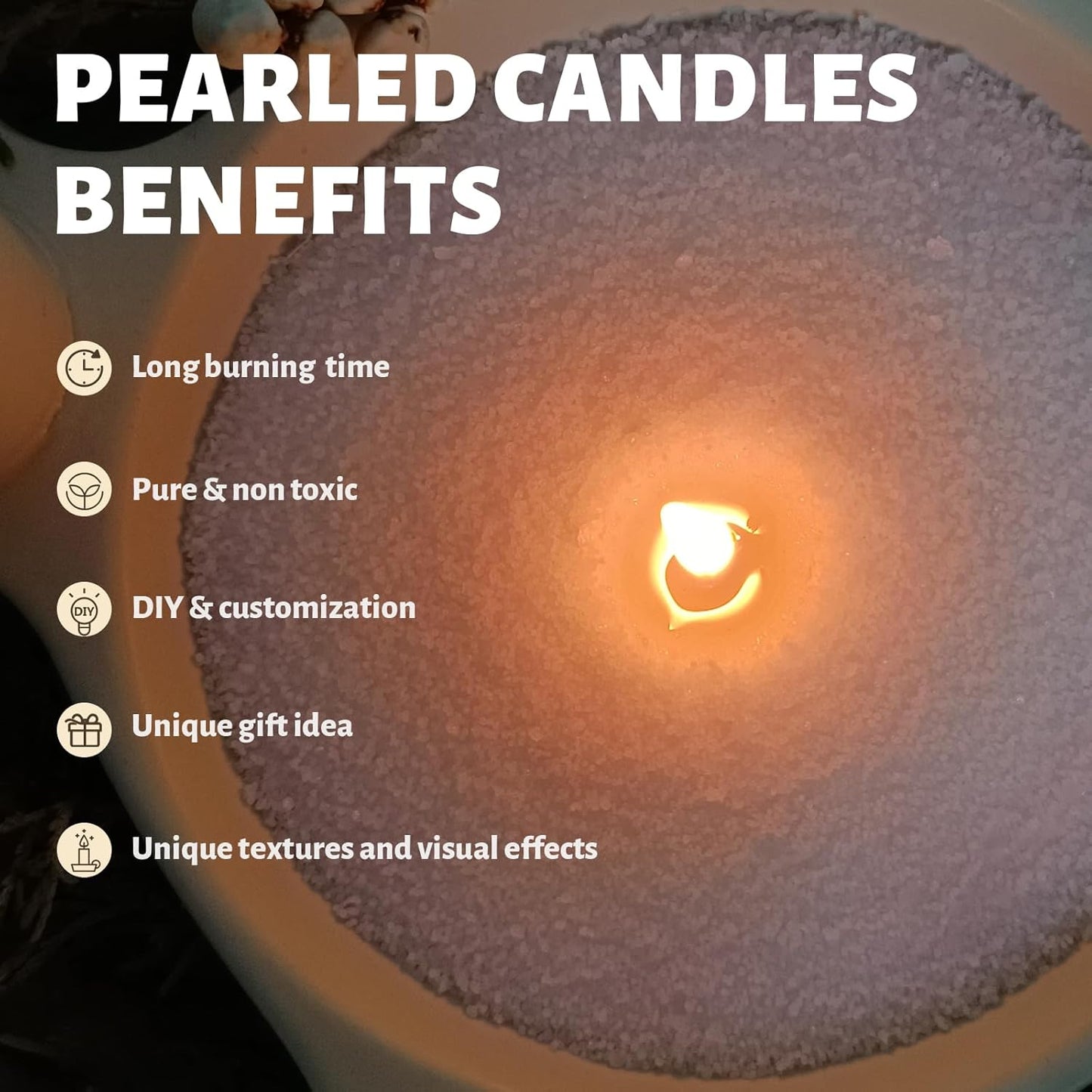 Unscented Pink Pearled Candle 18oz Luxury Sand Candle Granulated Wax - 30 Cotton Wicks – Wax for Candle Making Decorative Candles Smooth and Clean Burning Lasts up to 120 Hours