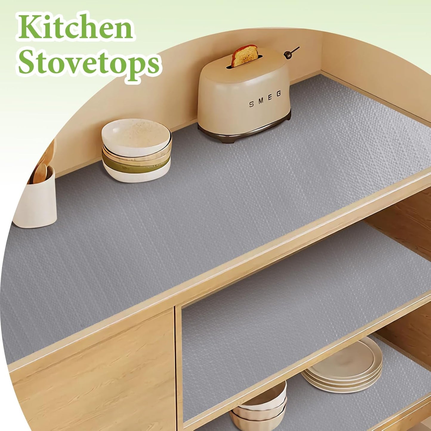 Shelf Liners for Kitchen Cabinets 12in x 10FT Non Adhesive Drawer Liner Grey Thickened Shelf Liner Paper Strong Non-Slip Easy to Clean for Tool Box Refrigerator with Knife and Tape Measure