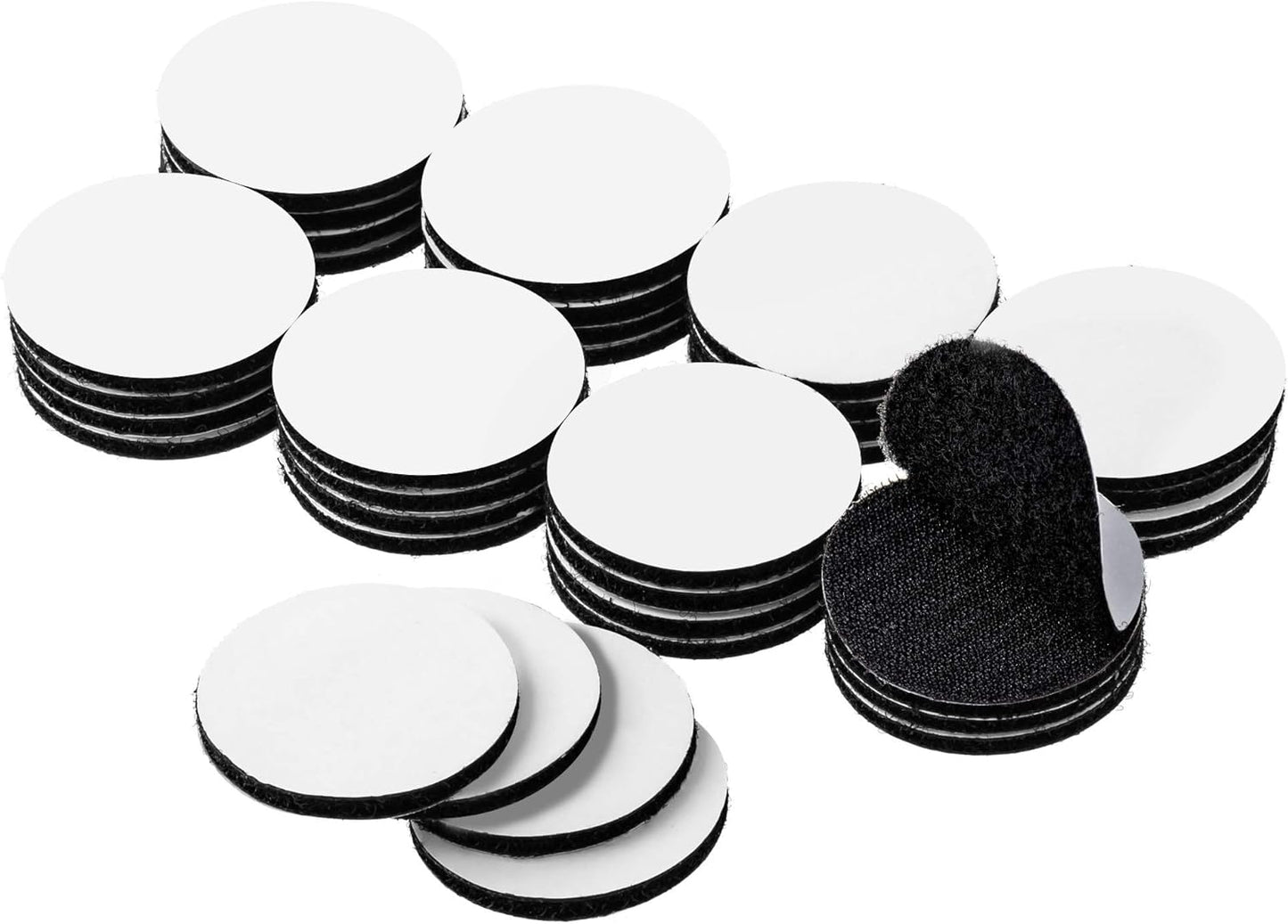 BRAVESHINE 36PCS Sticky-Back Adhesive Tape - Round Hook and Loop Adhesive Stickers - Double Sided Heavy-Weight Carpet Pads Wall Mounting Tapes for Home Office Phone Mount - Round 1.5inch