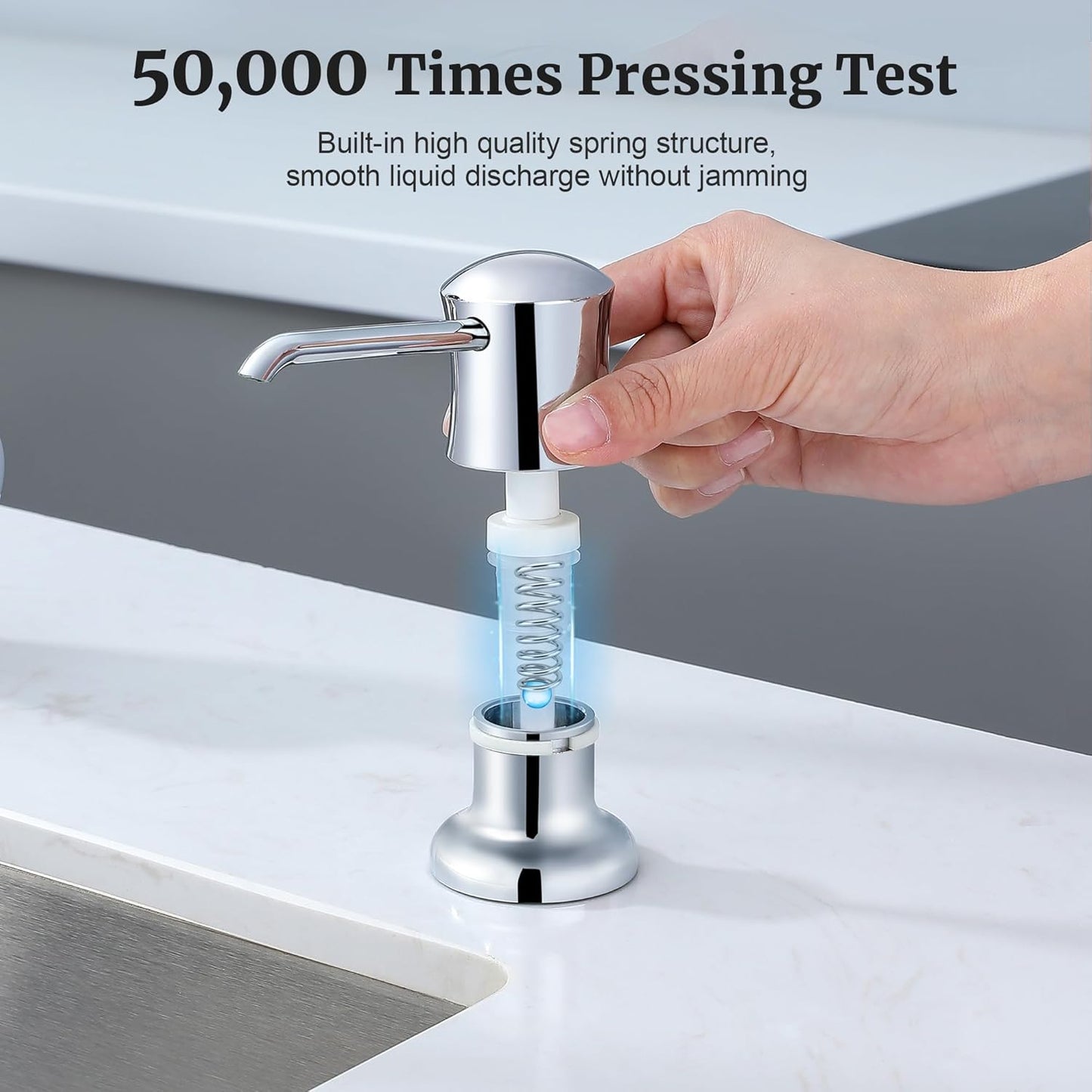 Sink Soap Dispenser for Kitchen Sink Chrome Upgrade with 40" Silicone Extension Tube Kit, Connect to Your Soap Bottle Directly