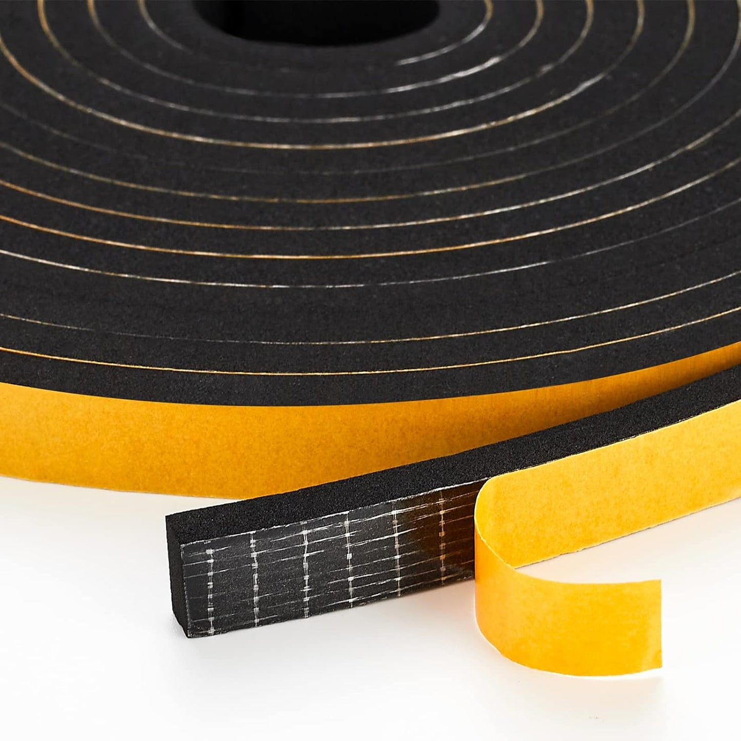26 Feet Weather Stripping Door Seal, 1/2" Wide X 1/4" Thick Door Seal Strip High Density Foam Tape Adhesive Strip for Door Soundproofing,Window Insulation (1/2" x 1/4" x 26FT,Black)