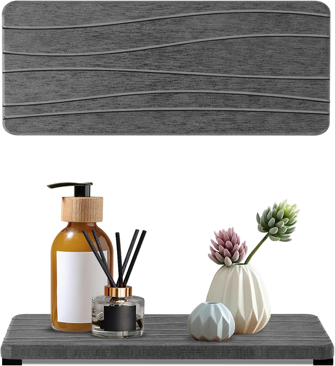 2PCS Water Absorbing Stone Tray, Fast Drying Stone Sink Tray, Water Absorbent Diatomite Trays, Stones Soap Trays, Diatomite Coasters for Kitchen Sink Bathroom Counter, Hand Soap Dish & Holders