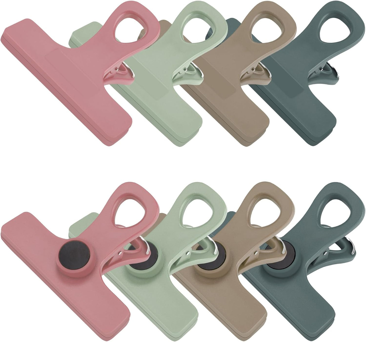 TACGEA Chip Clips, Magnetic Bag Clips with Air Tight Seal for Food Storage, 8 Pieces, Neutral Color