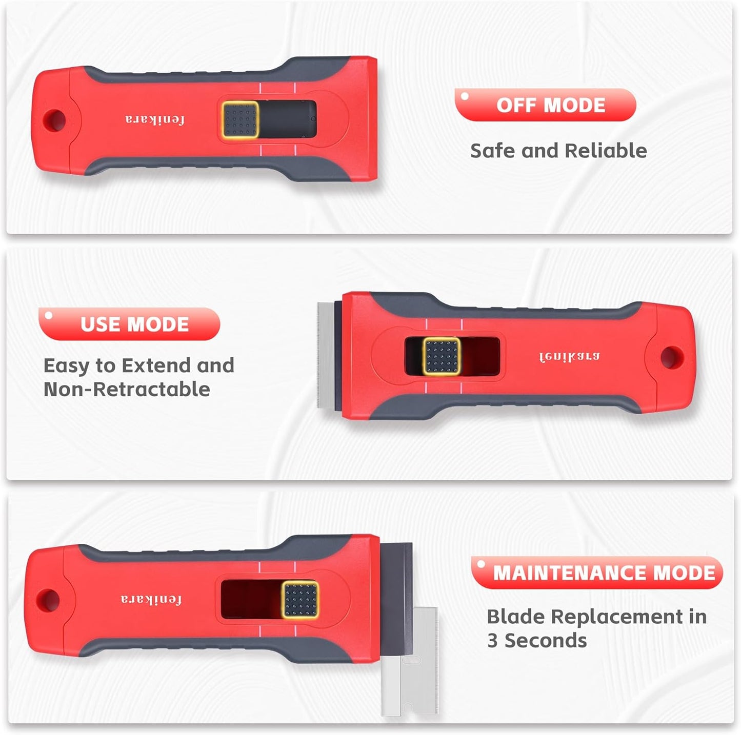 Upgraded Extractable & Magnetic Razor Blade Scraper Tool with 3PCS Plastic Razor Blade Scraper, Razor Scraper with 10 Extra Blades, Cleaning plastic Scraper Tool, sticker, Window, Glass Scraper