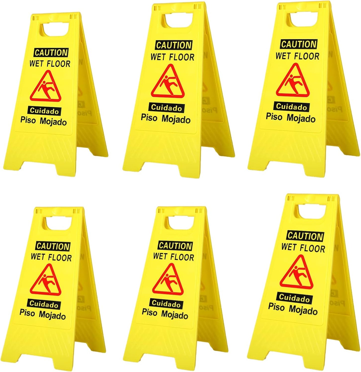 CERLMLAND wet floor signs 6 piece double-sided sign Widely used in various business environments. alerts clear identification using black text and red graphics