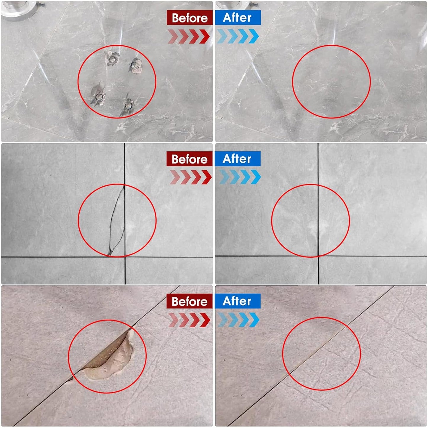 Tile & Fiberglass Tub Repair Kit(Color Matching), Porcelain Sink Repair Kit, Countertop Repair Kit for Granite, Marble, Quartz, Ceramic & Shower Repair Kit for Chips, Cracks, Scratches, Holes