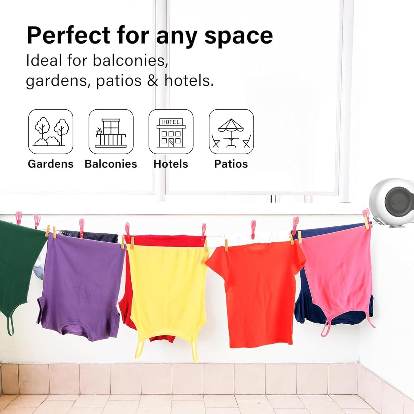 Retractable Double Clothesline – 49 ft x 2 Heavy Duty Clothes Line for Indoor & Outdoor Use, Dual Laundry Line with Easy Installation (White)