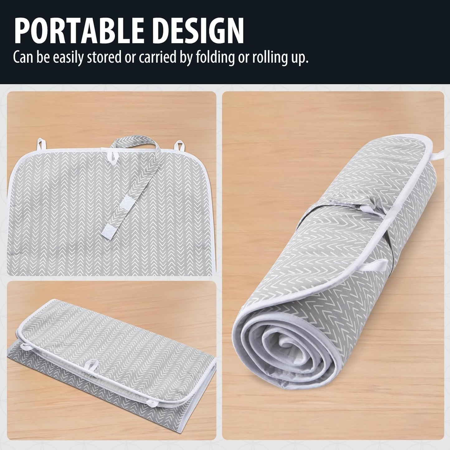 Seiritex Ironing Mat, Portable Ironing Pad 39.4 x 18.9 inch Table Top Iron Board 5 in 1 Travel Iron Blanket for Washer, Dryer, Counter top, Grey Arrow