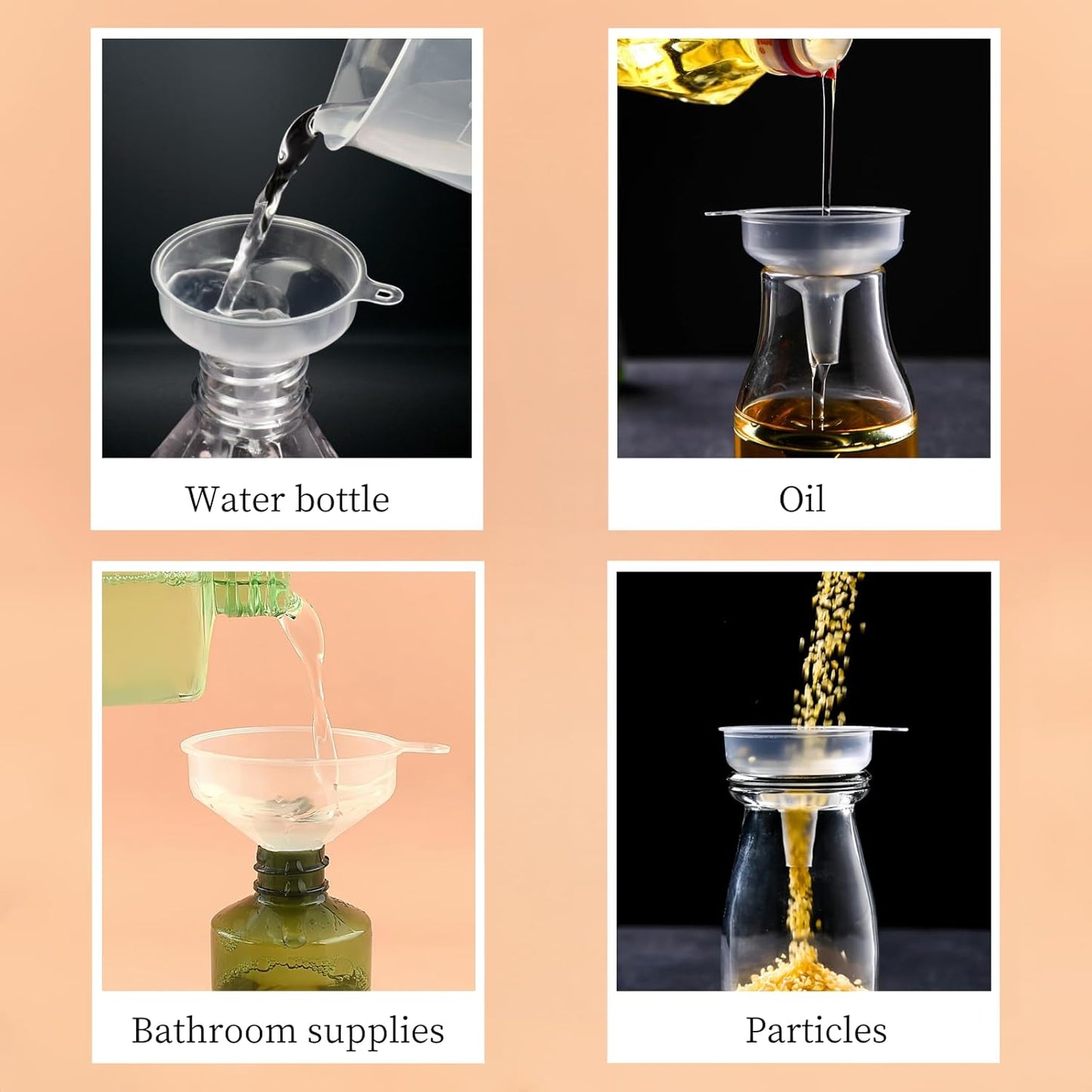 Small Funnels 4 Pack Food Grade Funnel Easily Transfer Liquids Granules Powders Funnels for Kitchen use Filling Bottles Water Bottle Funnel Lotion Essential Oils